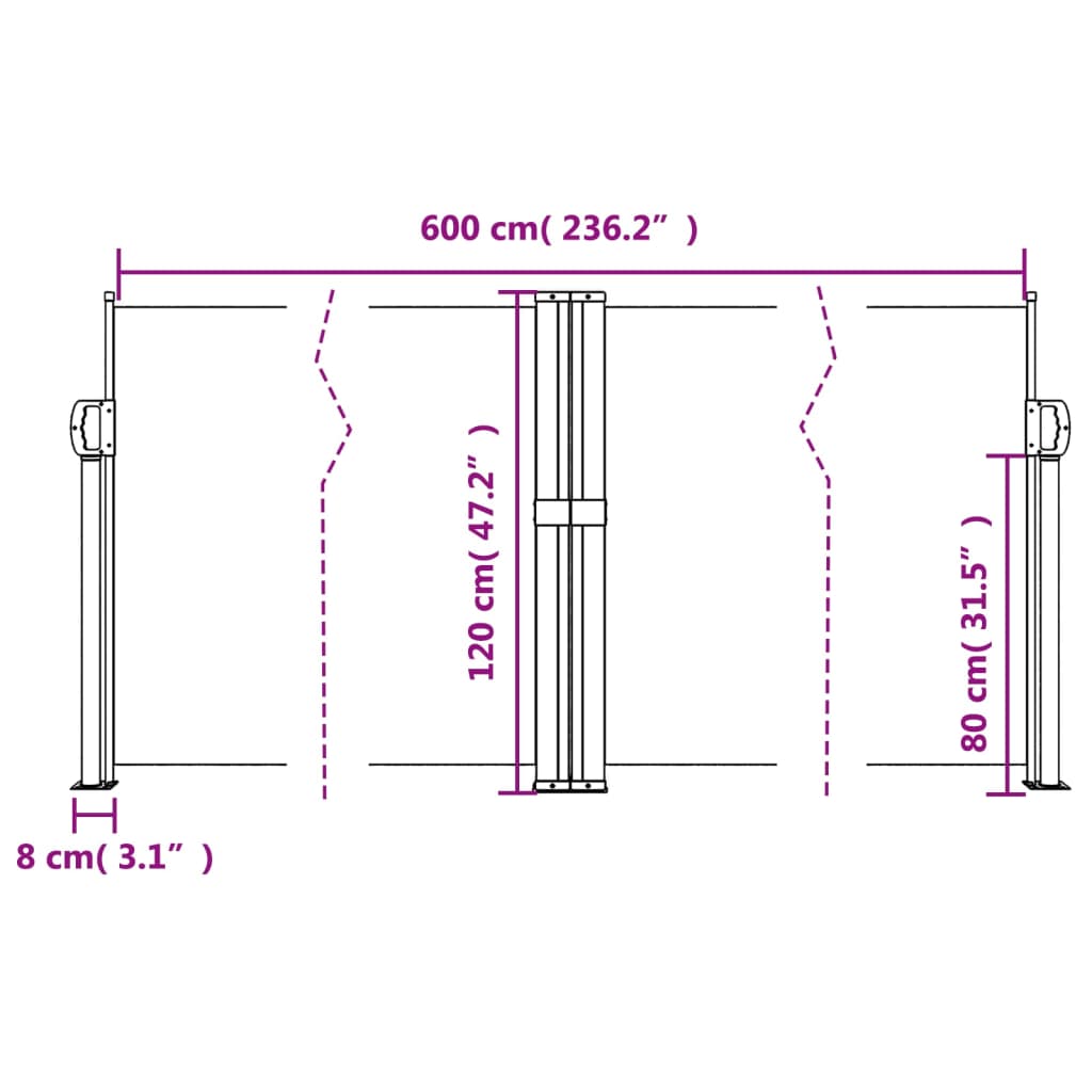 Seitenmarkise Ausziehbar Creme 120x600 cm