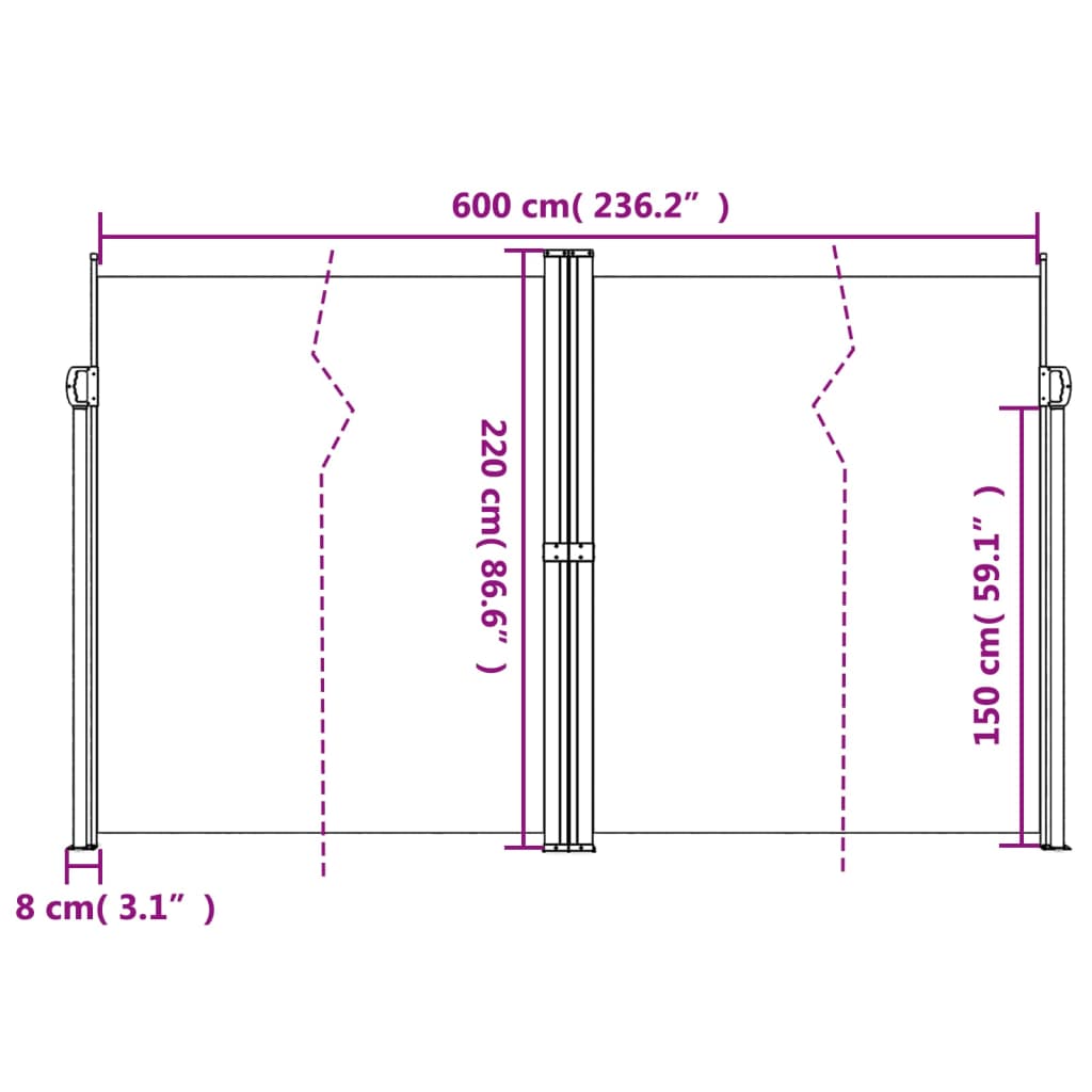 Seitenmarkise Ausziehbar Braun 220x600 cm