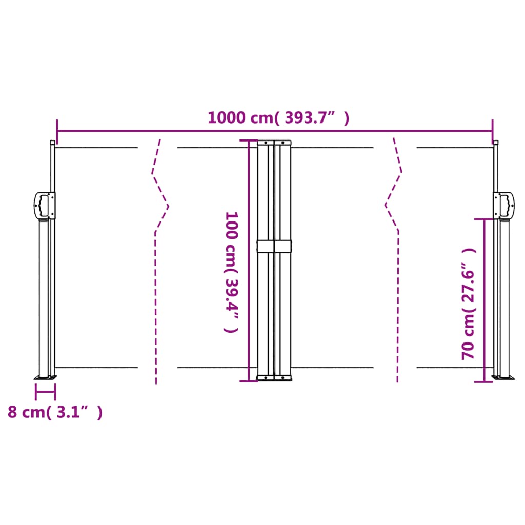 Seitenmarkise Ausziehbar Weiß 100x1000 cm