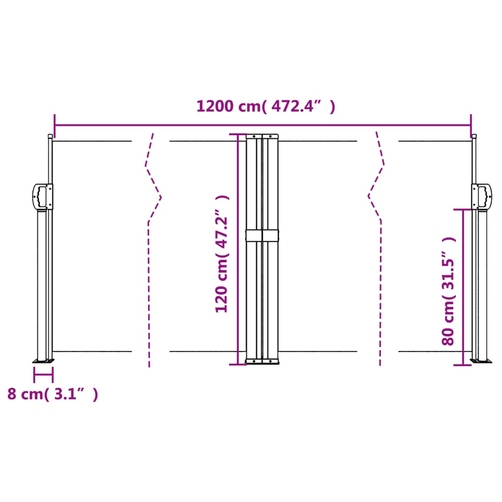 Seitenmarkise Ausziehbar Beige 120x1200 cm