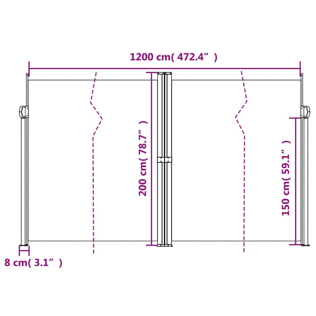 Seitenmarkise Ausziehbar Rot 200x1200 cm