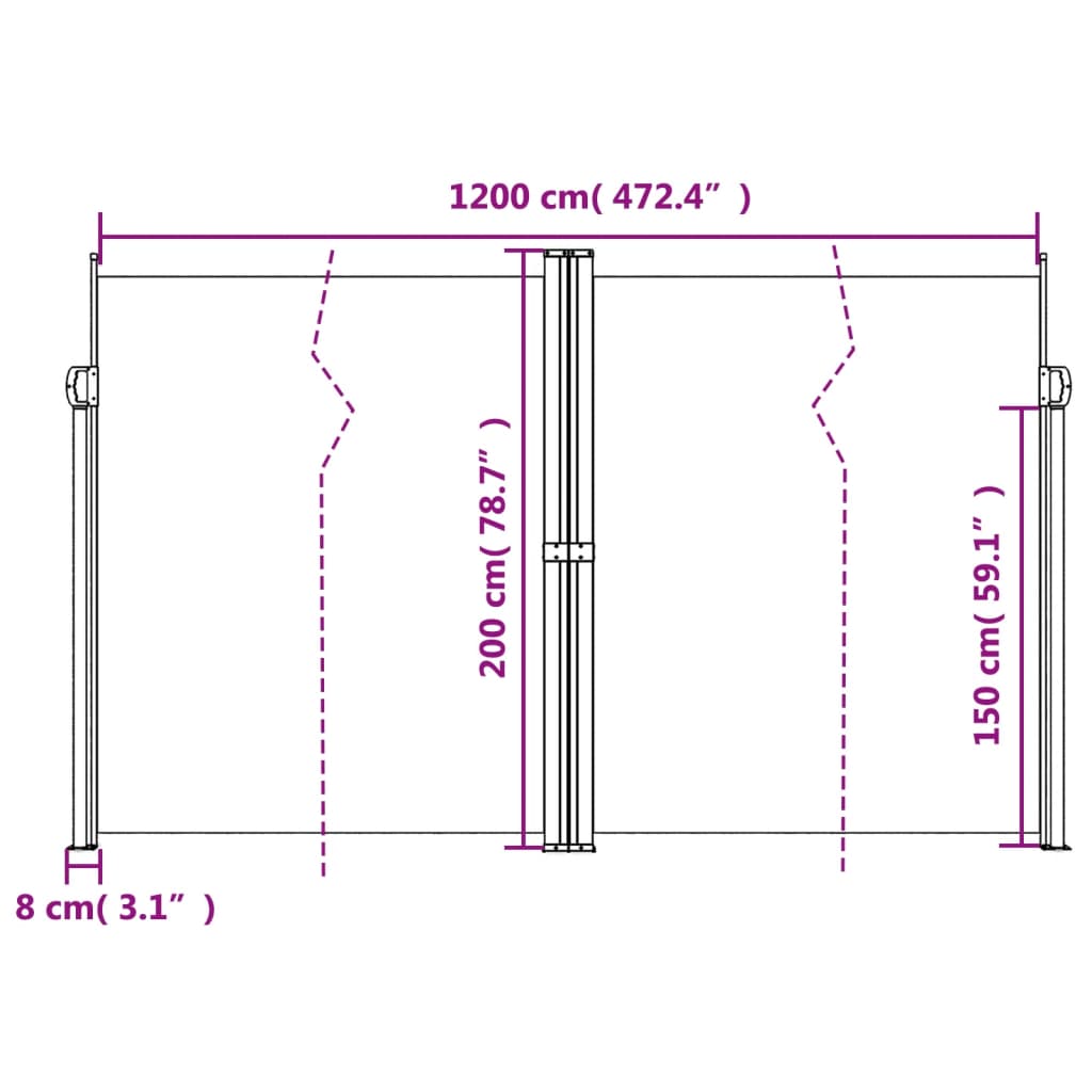 Seitenmarkise Ausziehbar Anthrazit 200x1200 cm