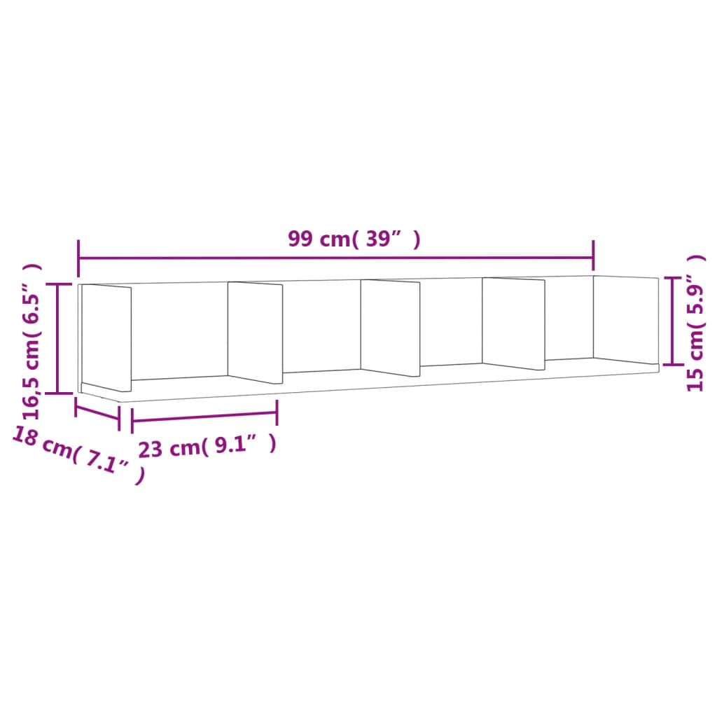 Wandschränke 2 Stk. Weiß 99x18x16,5 cm Holzwerkstoff