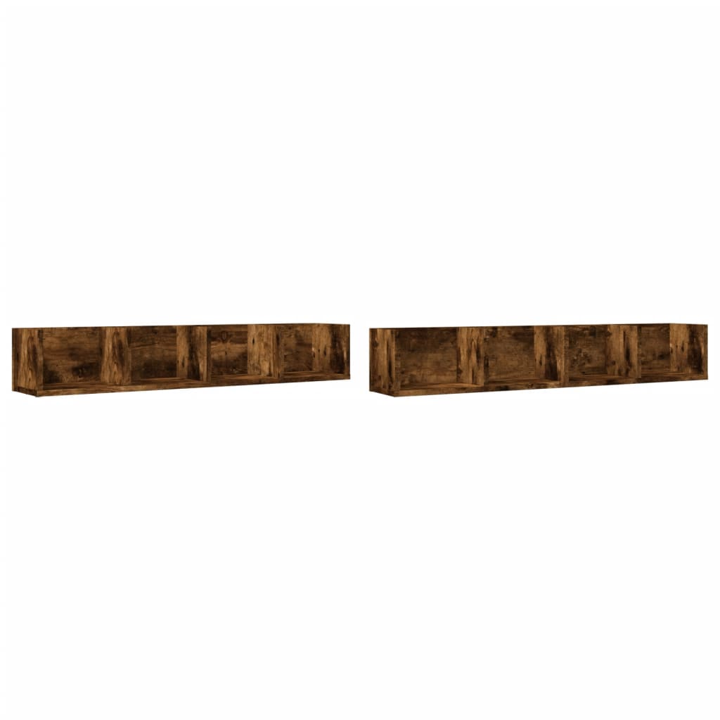 Wandschränke 2 Stk. Räuchereiche 99x18x16,5 cm Holzwerkstoff