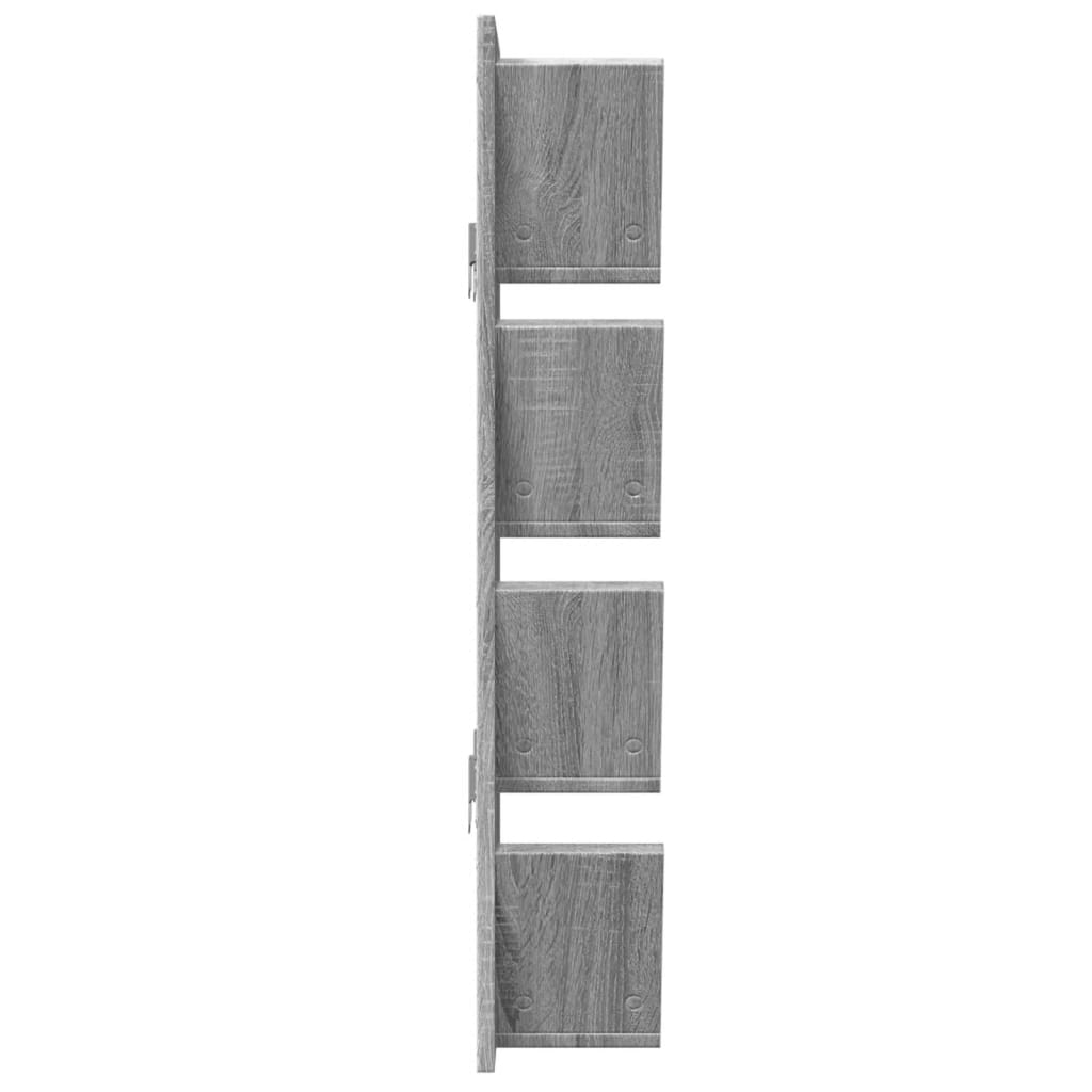 Wand-Bücherregal mit 4 Fächern Grau Sonoma 33x16x90 cm
