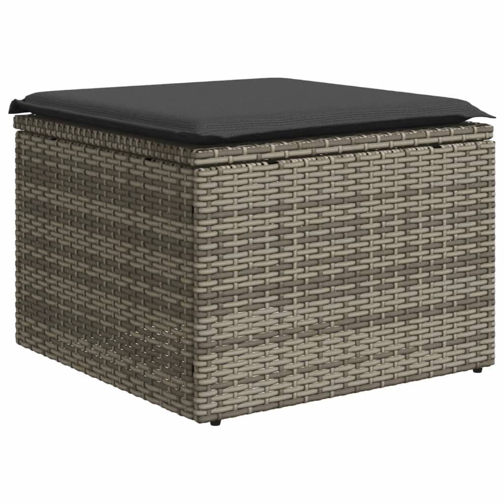 8-tlg. Garten-Sofagarnitur mit Kissen Grau Poly Rattan