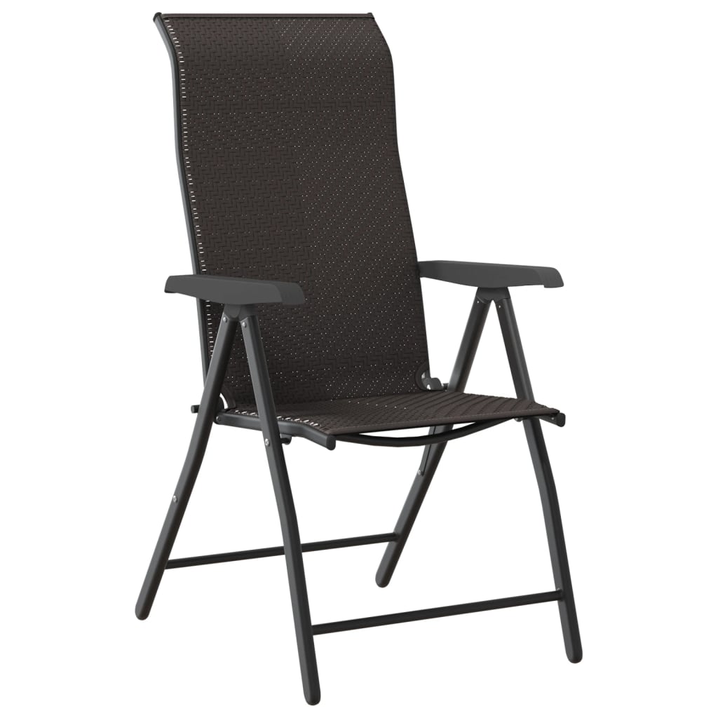 Gartenstühle 2 Stk. Klappbar Schwarz Kaffeebraun Poly Rattan