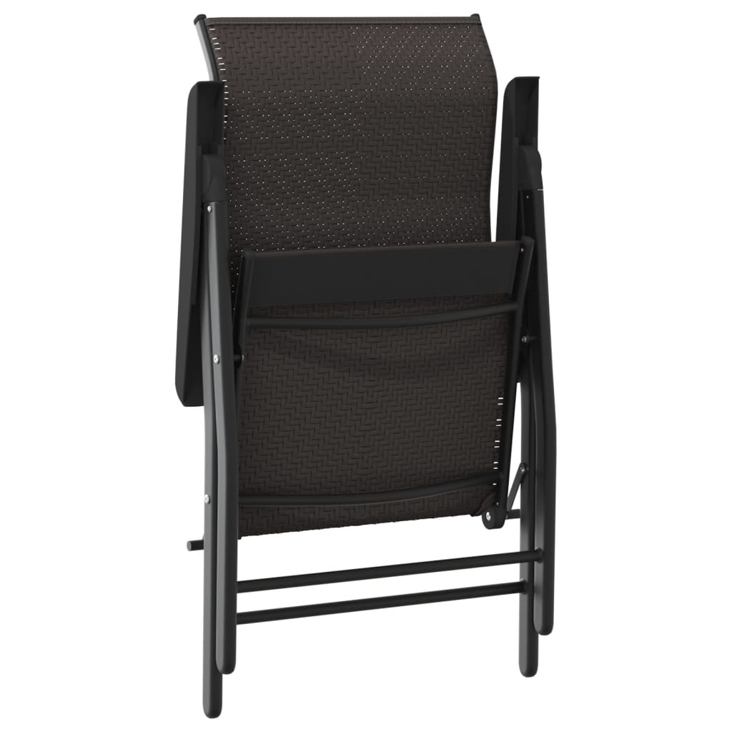 Gartenstühle 2 Stk. Klappbar Schwarz Kaffeebraun Poly Rattan