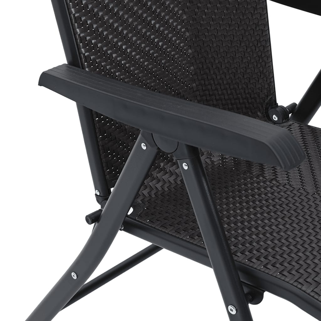 Gartenstühle 2 Stk. Klappbar Schwarz Kaffeebraun Poly Rattan