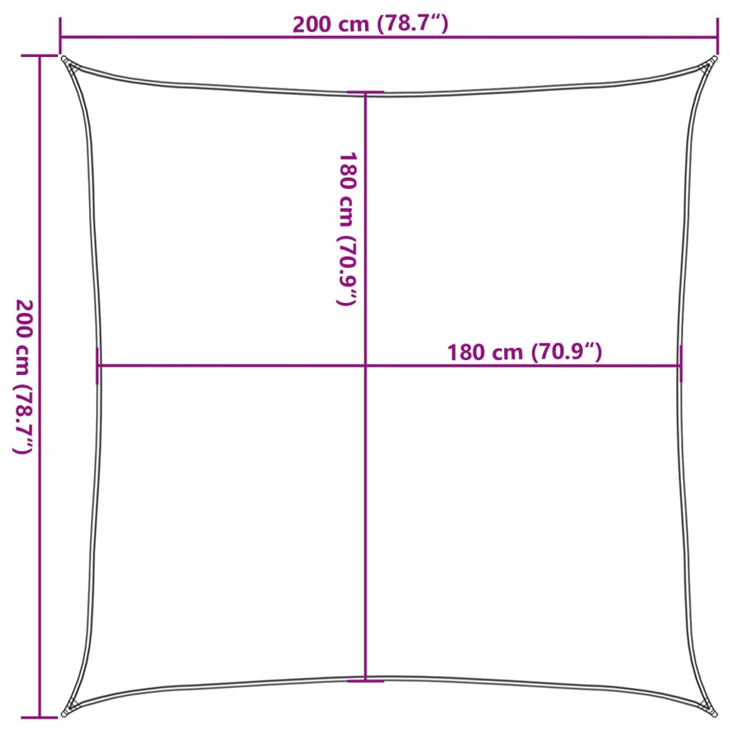 Sonnensegel 160 g/m² Quadratisch Hellgrau 2x2 m HDPE