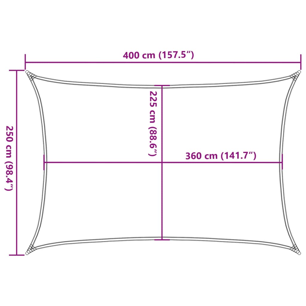 Sonnensegel 160 g/m² Rechteckig Hellgrau 2,5x4 m HDPE