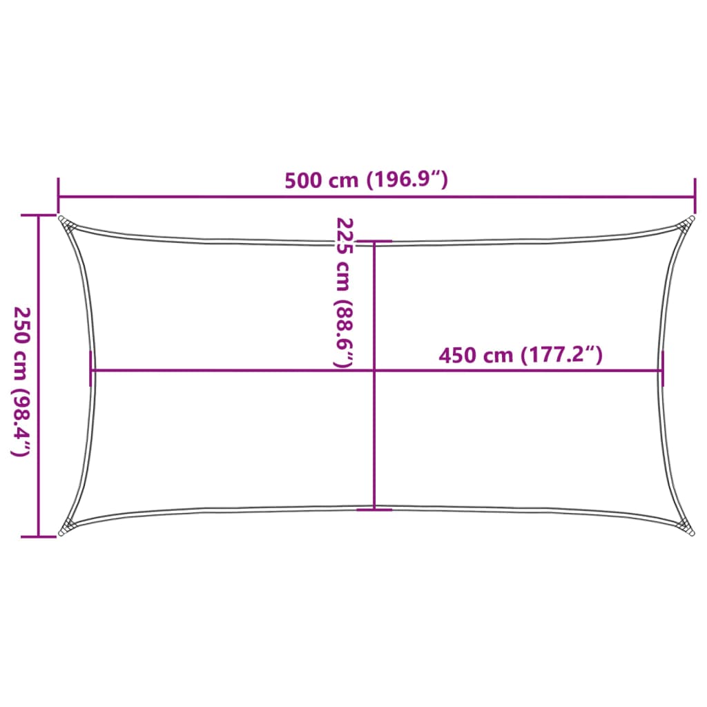 Sonnensegel 160 g/m² Rechteckig Hellgrau 2,5x5 m HDPE