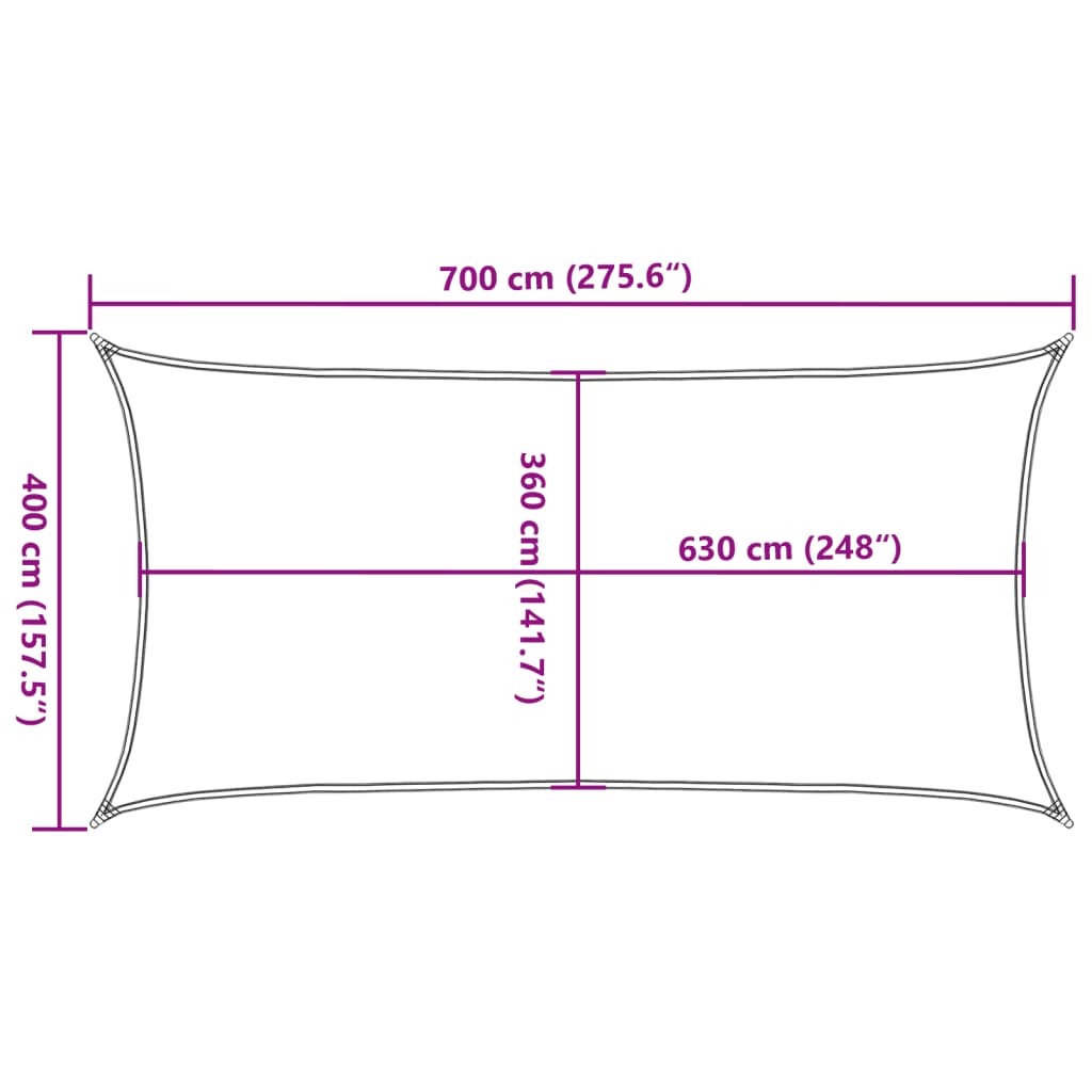 Sonnensegel 160 g/m² Rechteckig Hellgrau 4x7 m HDPE