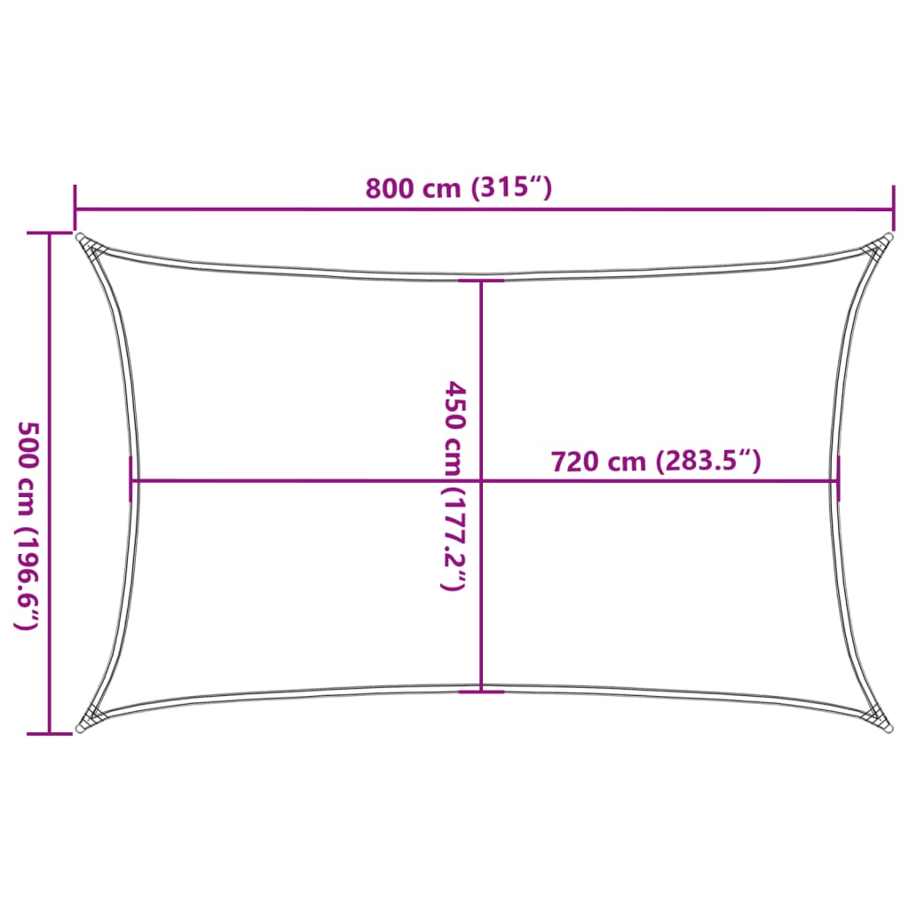 Sonnensegel 160 g/m² Rechteckig Hellgrau 5x8 m HDPE