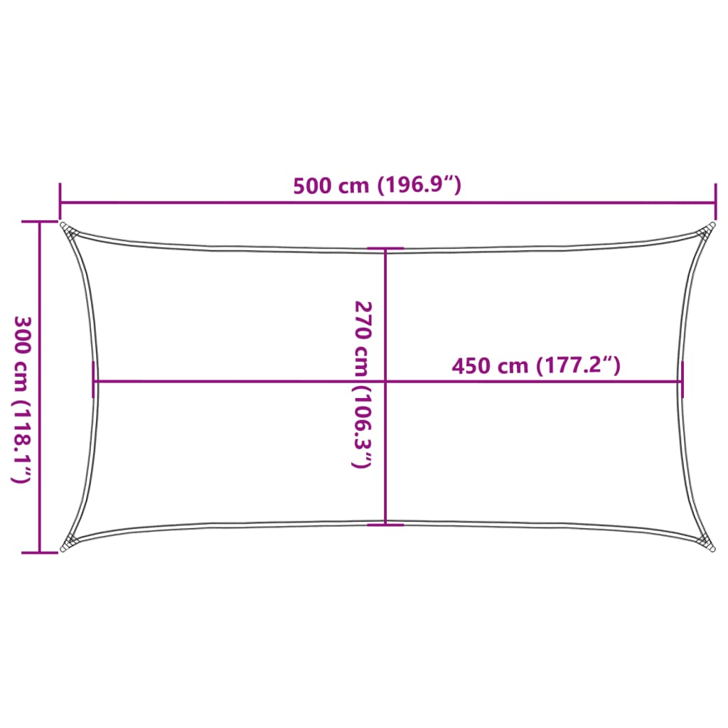 Sonnensegel 160 g/m² Rechteckig Sandfarben 3x5 m HDPE