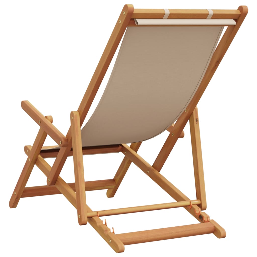 Strandstühle 2 Stk. Klappbar Beige Stoff und Massivholz