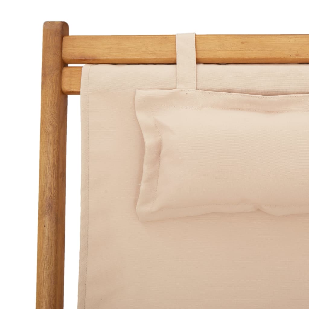 Strandstühle 2 Stk. Klappbar Beige Stoff und Massivholz