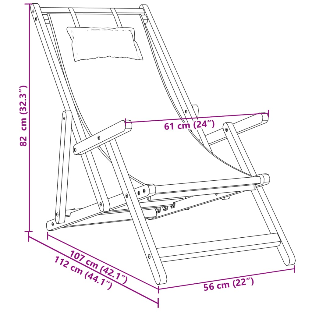 Strandstühle 2 Stk. Klappbar Beige Stoff und Massivholz