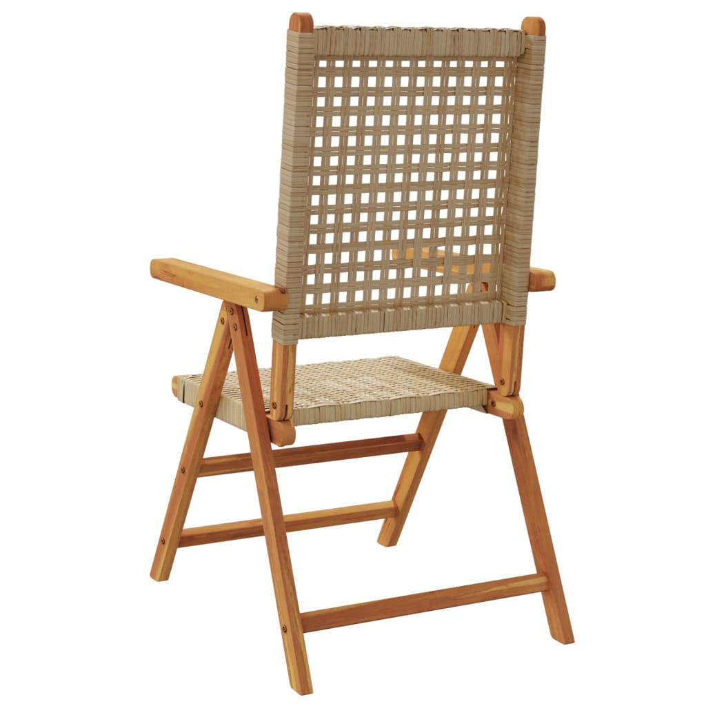 Gartenstuhl Verstellbar 4 Stk. Beige Poly Rattan Massivholz