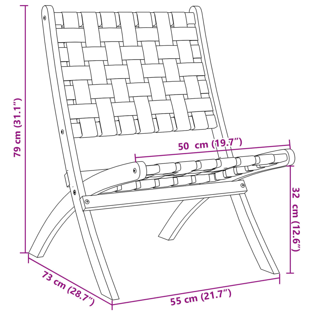 Gartenstühle 2 Stk. Klappbar mit Tisch Dunkelblau Massivholz