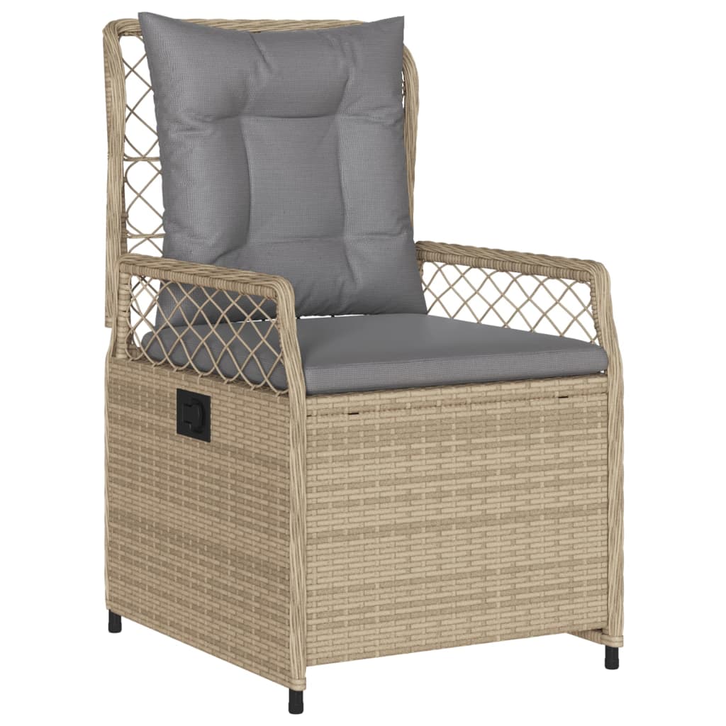 Gartensessel 2 Stk. Verstellbar Beige Poly Rattan