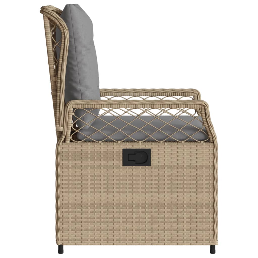 Gartensessel 2 Stk. Verstellbar Beige Poly Rattan