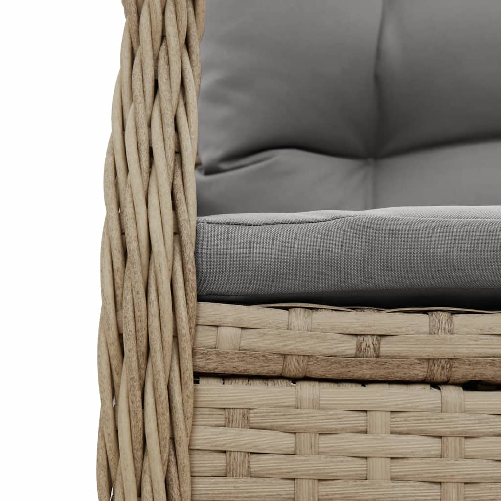 Gartensessel 2 Stk. Verstellbar Beige Poly Rattan