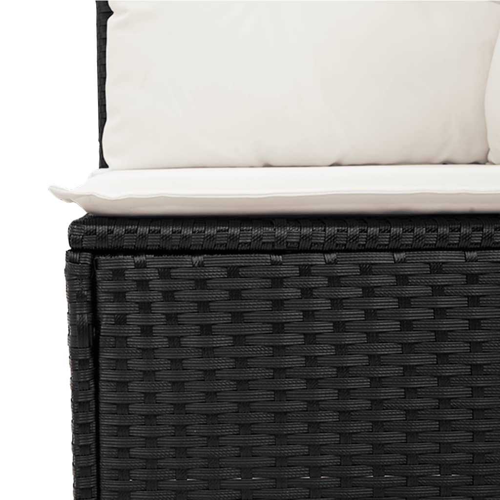 9-tlg. Garten-Sofagarnitur mit Kissen Schwarz Poly Rattan