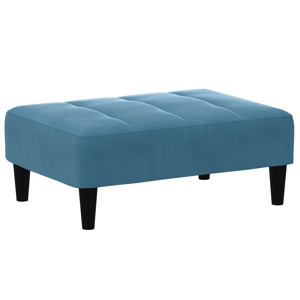 Schlafsofa 2-Sitzer mit Fußhocker Blau Samt