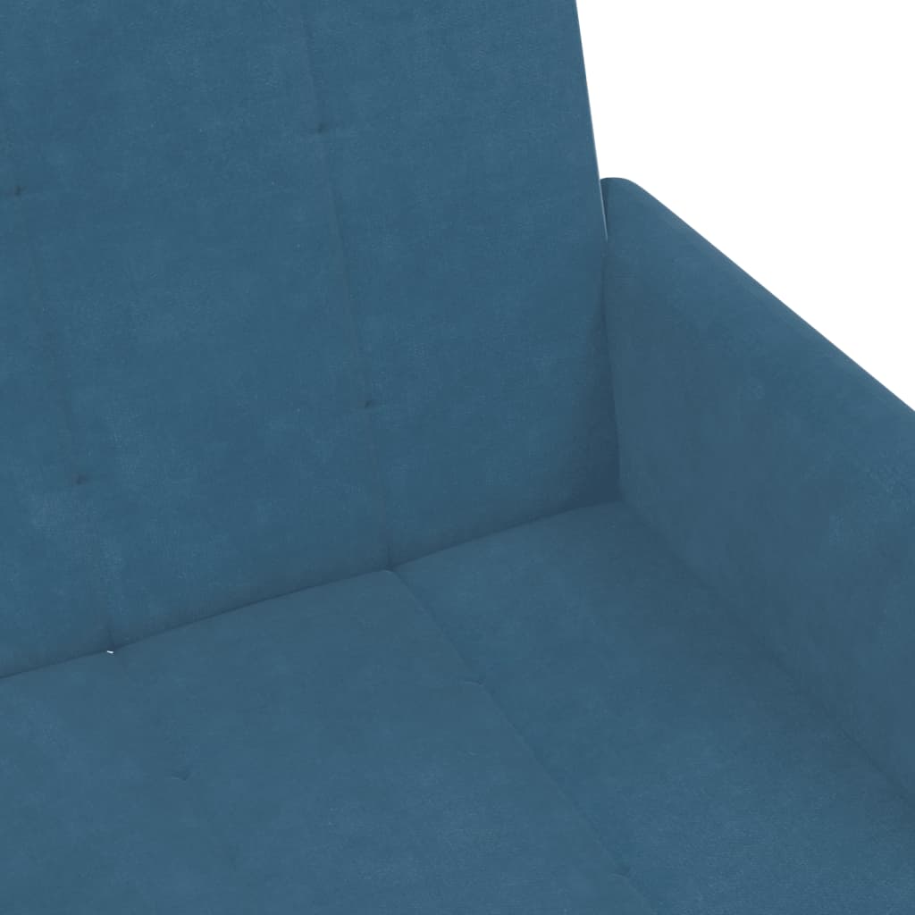 Schlafsofa 2-Sitzer mit Fußhocker Blau Samt