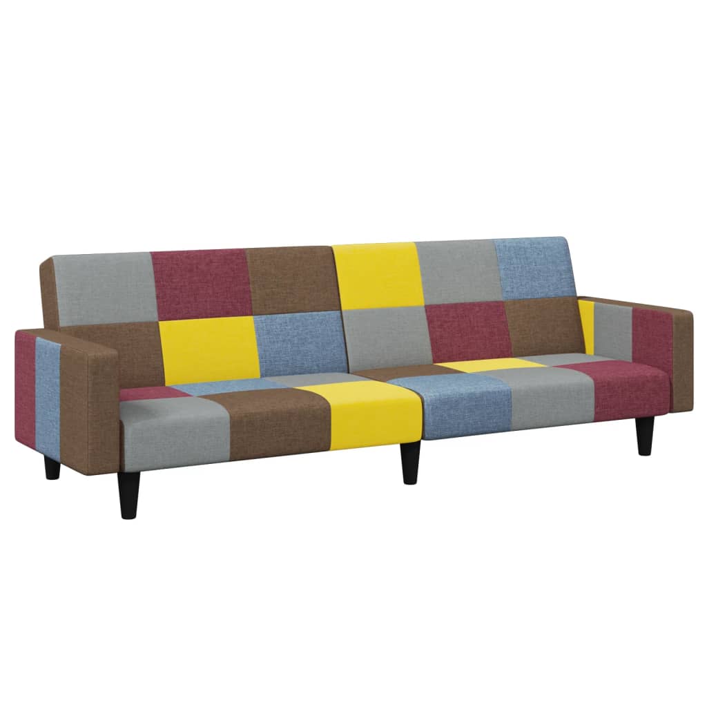 Schlafsofa 2-Sitzer mit Fußhocker Patchwork Stoff