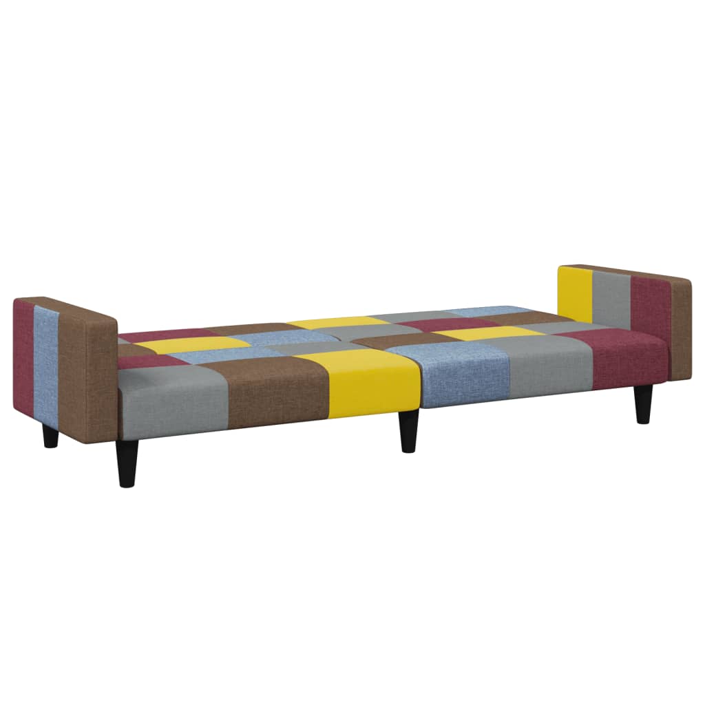 Schlafsofa 2-Sitzer mit Fußhocker Patchwork Stoff