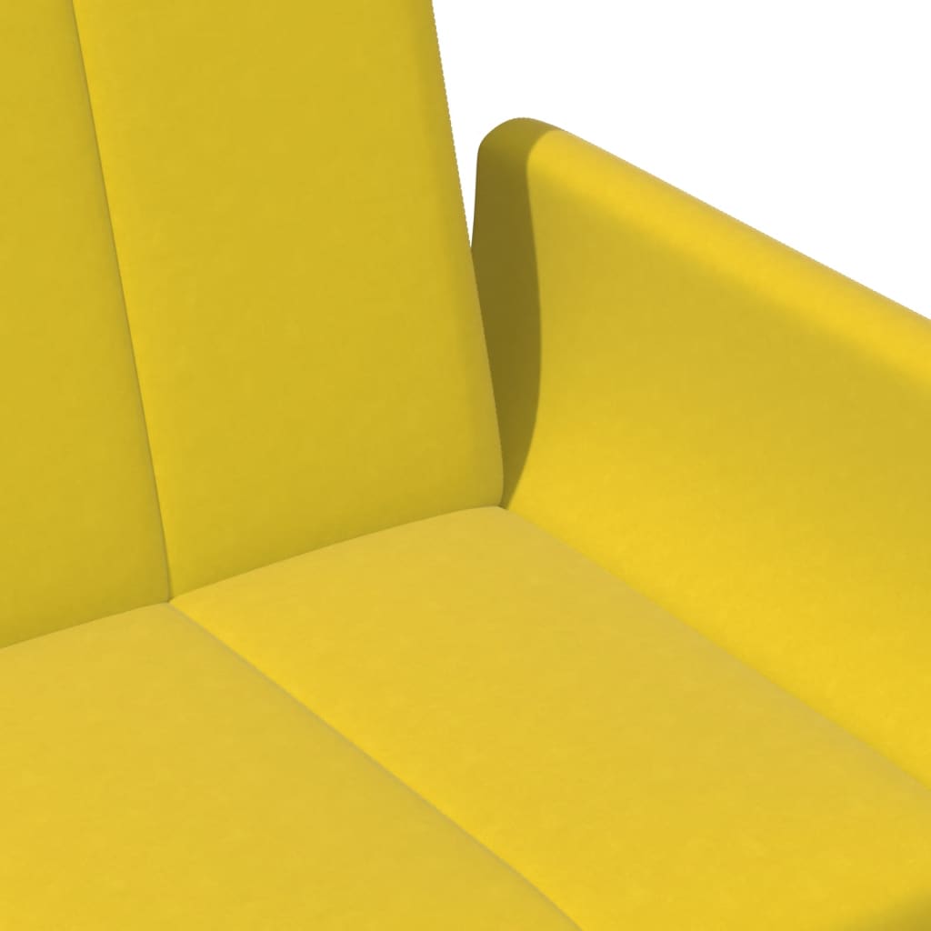 Schlafsofa 2-Sitzer mit Fußhocker Gelb Samt