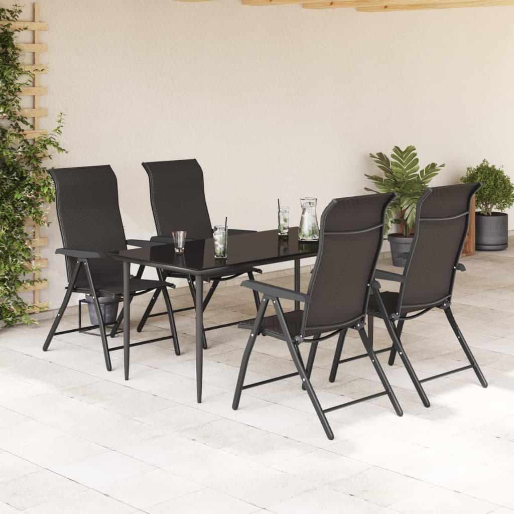 Gartenstühle 4 Stk. Klappbar Schwarz Kaffeebraun Poly Rattan