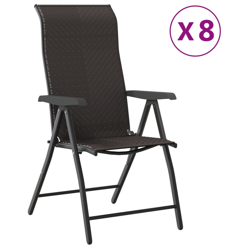 Gartenstühle 8 Stk. Klappbar Schwarz Kaffeebraun Poly Rattan