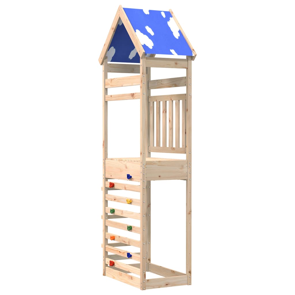 Spielturm mit Kletterwand 85x52,5x265 cm Massivholz Kiefer