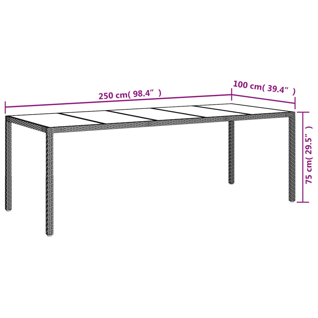 11-tlg. Garten-Essgruppe mit Kissen Schwarz Poly Rattan Glas