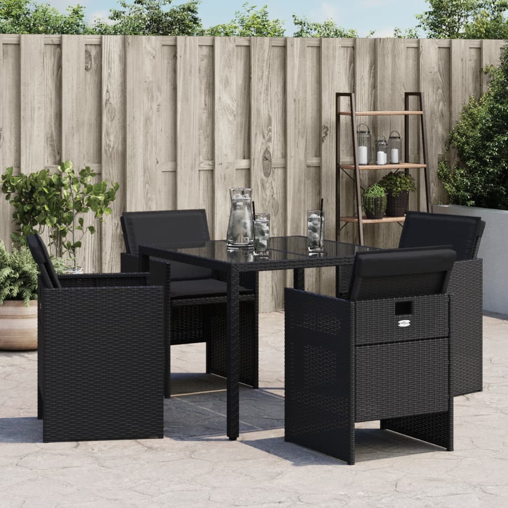 Gartenstühle mit Kissen 4 Stk. Schwarz Poly Rattan