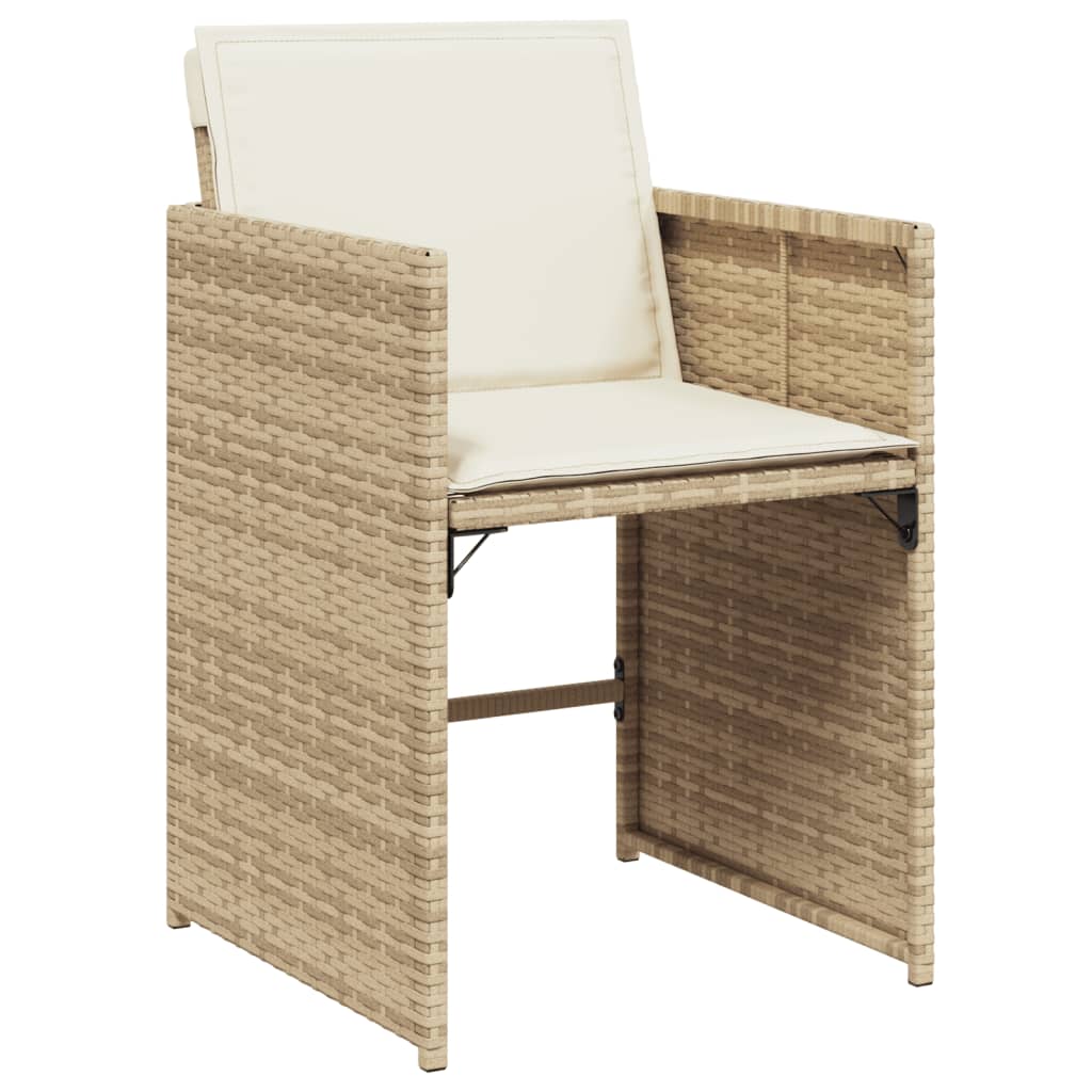 Gartenstühle mit Kissen 4 Stk. Beige Poly Rattan