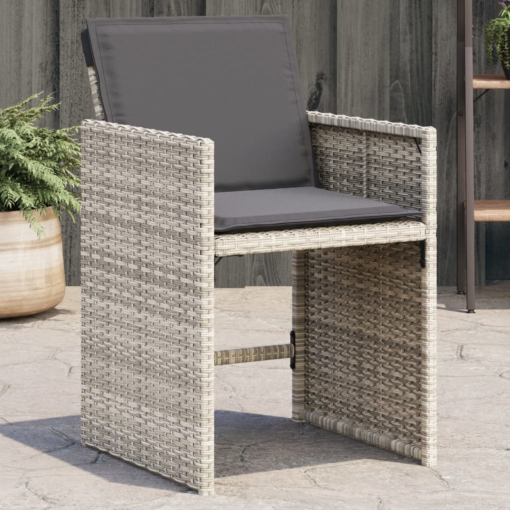 Gartenstühle mit Kissen 4 Stk. Hellgrau Poly Rattan