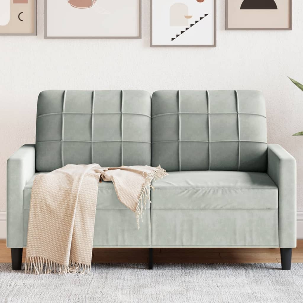 2-Sitzer-Sofa Hellgrau 120 cm Samt