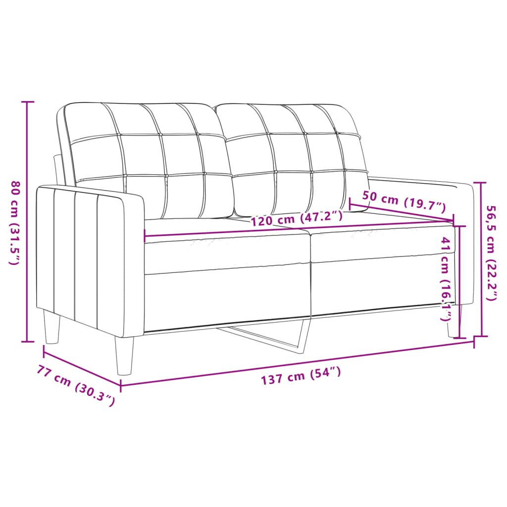 2-Sitzer-Sofa Creme 120 cm Samt