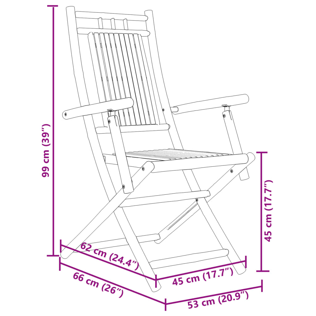 Gartenstühle 4 Stk. Klappbar 53x66x99 cm Bambus