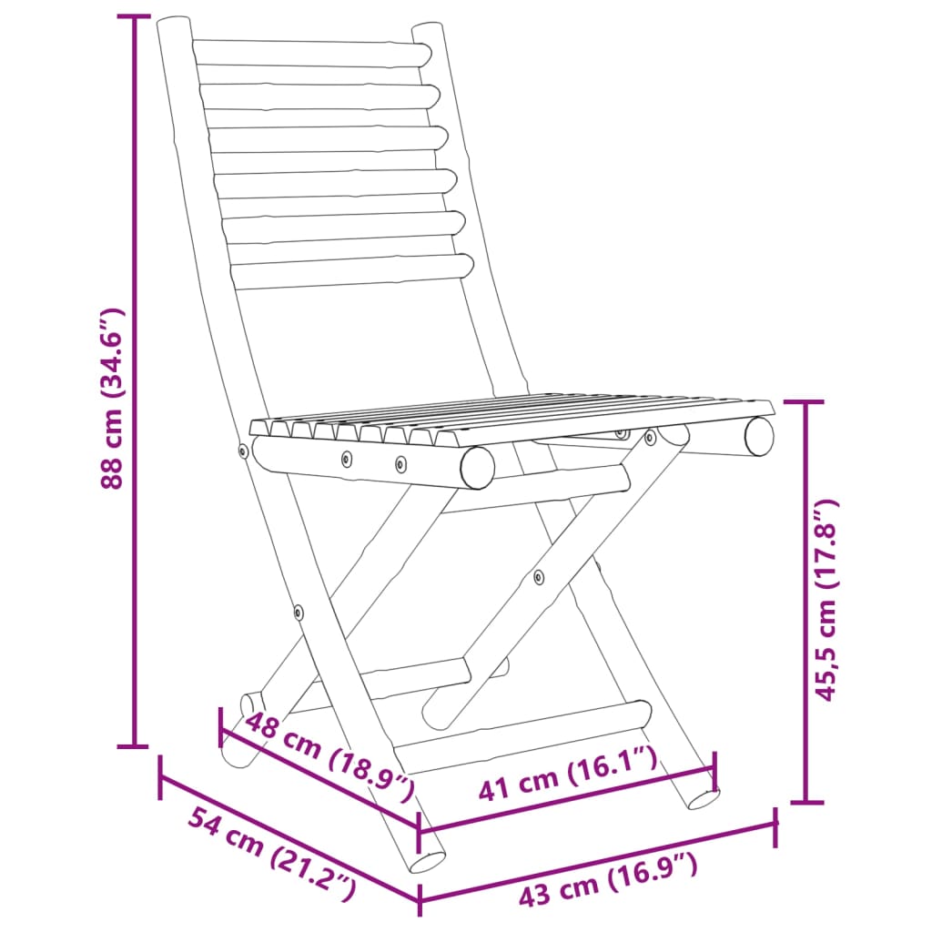 Gartenstühle 4 Stk. Klappbar 43x54x88 cm Bambus