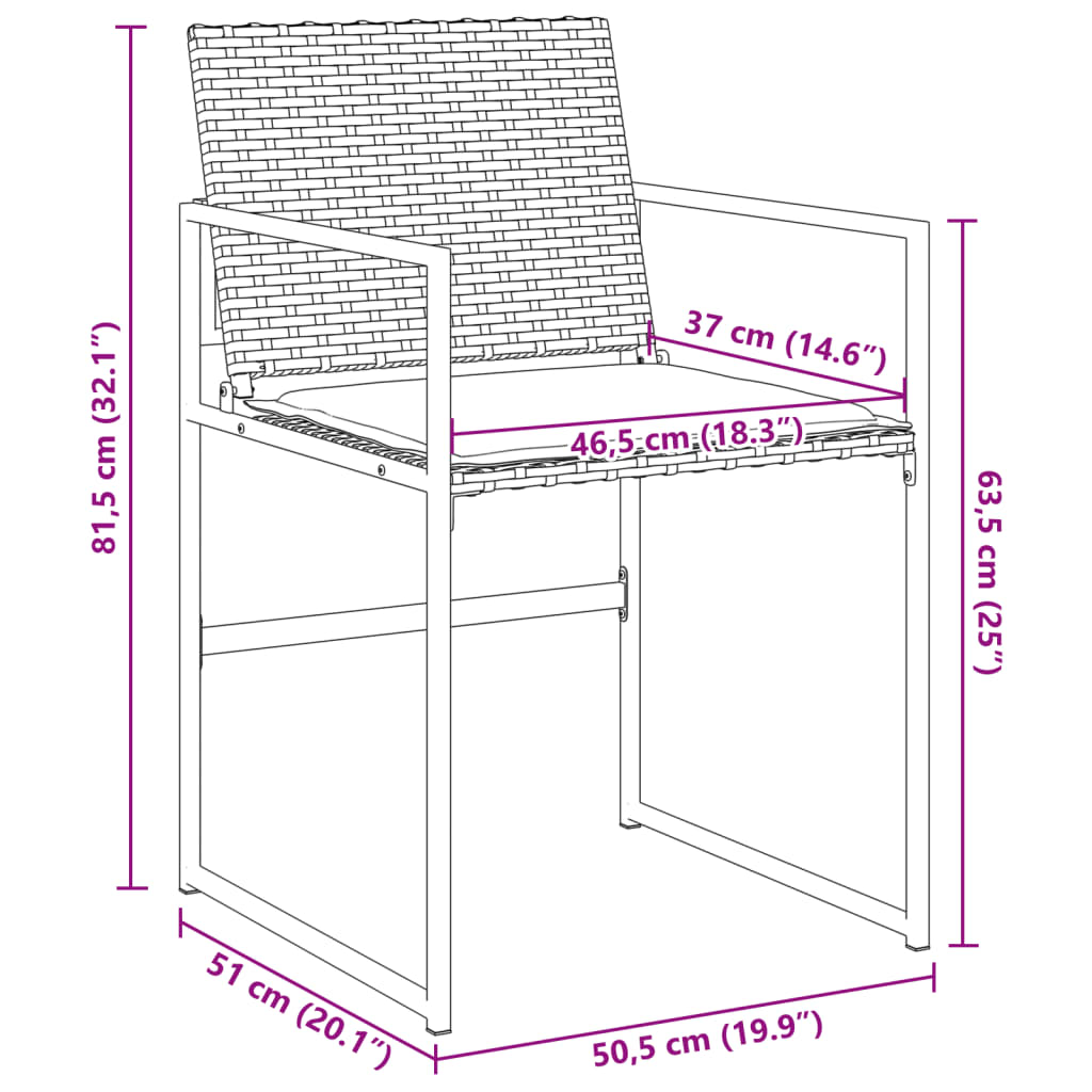 Gartenstühle mit Kissen 4 Stk. Schwarz Poly Rattan