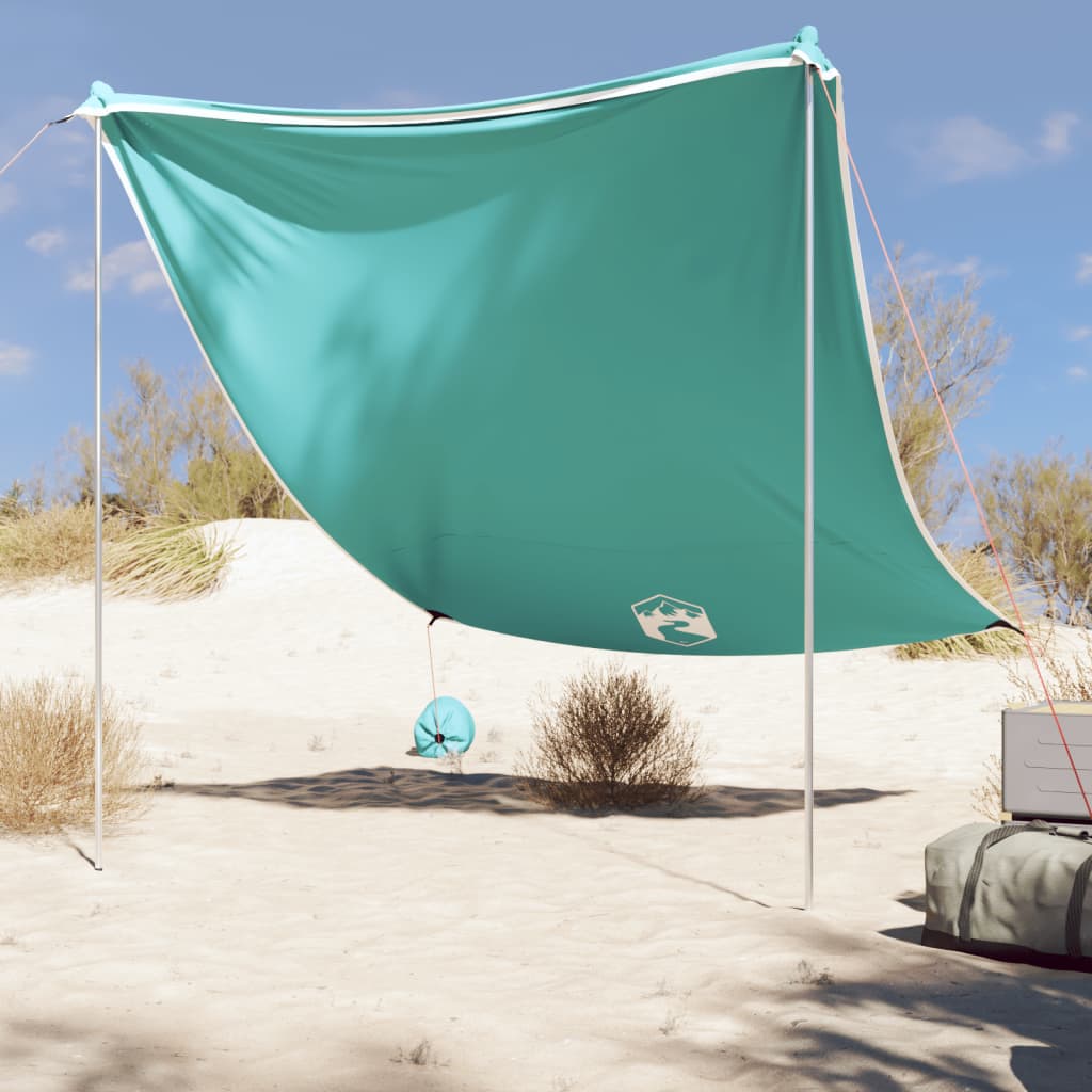 Strand-Schattenzelt mit Sandsäcken Grün 214x236 cm