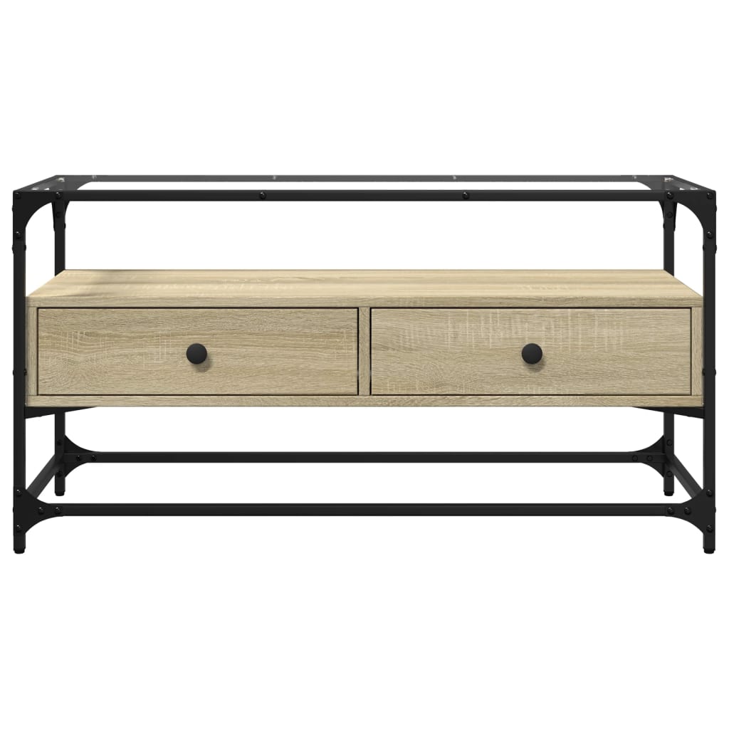 TV-Schrank mit Glasplatte Sonoma-Eiche 98x35x51cm Holzwerkstoff