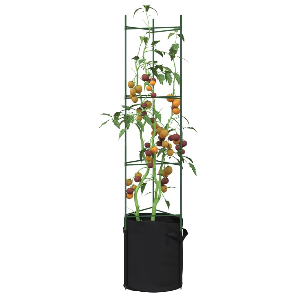 Tomatenkäfige mit Pflanzsäcken 4 Stk. 154 cm Stahl und PP