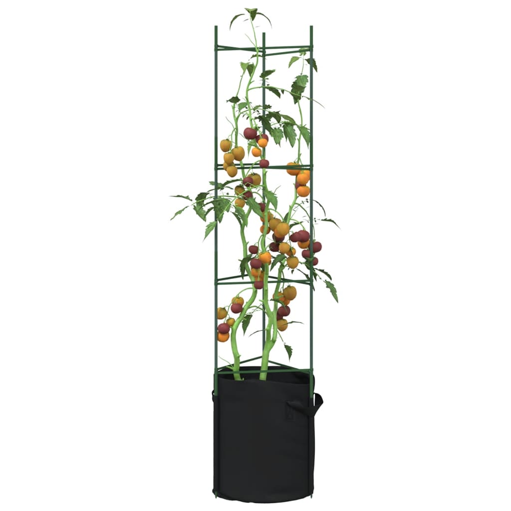 Tomatenkäfige mit Pflanzsäcken 8 Stk. 154 cm Stahl und PP