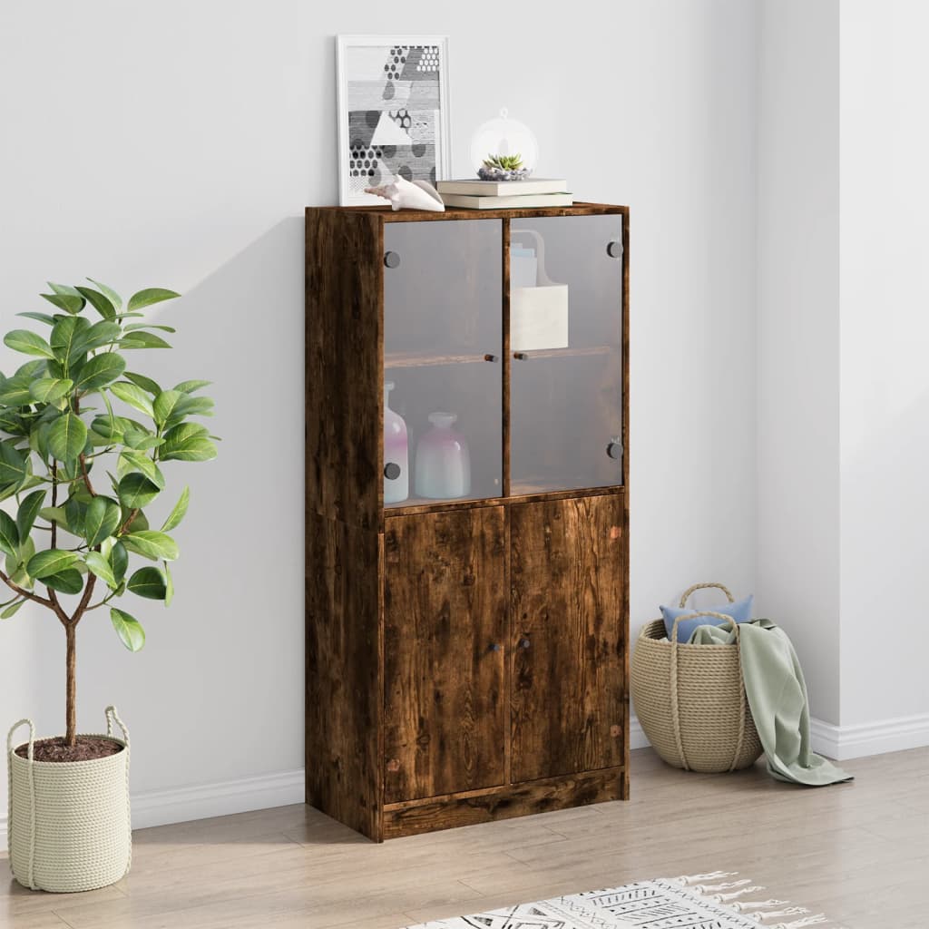 Highboard mit Türen Räuchereiche 68x37x142 cm Holzwerkstoff